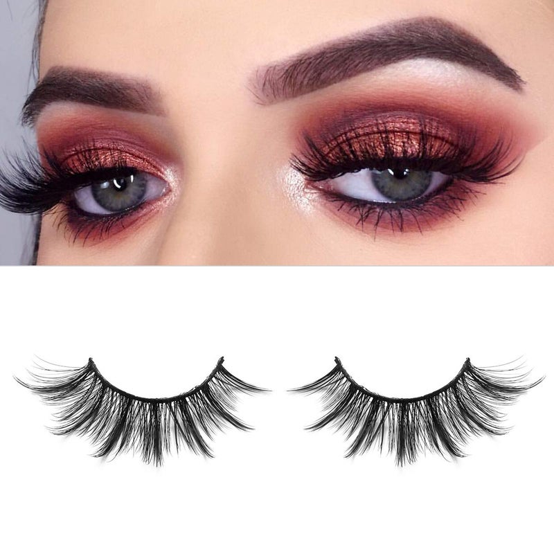 DYSILK Eyelashes Natural Look - 8 Pairs 5D Lashes 17mm - Mink Eyelashes Fluffy Lashes Pack Cat Eye Soft Reusable - Image 2
